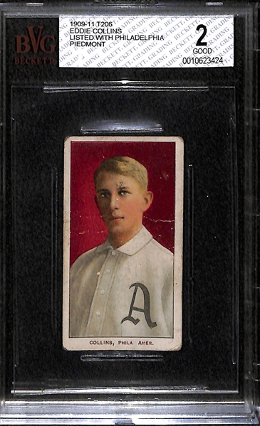 1909-11 T206 Eddie Collins - Philadelphia - Piedmont Back - BVG 2